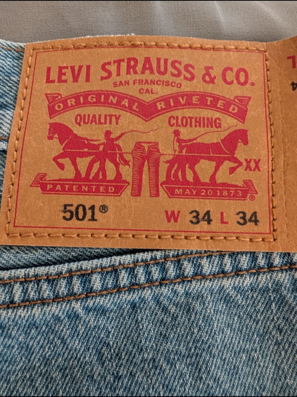Levi's 501 Classic Straight Light Blue Jeans NWT - Picture 4 of 5